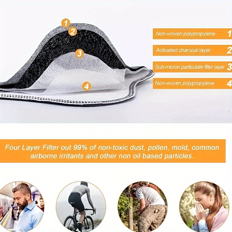 1/2 Ajratiladigan yuz niqobi, nafas chiqarish klapanli, shaffof ko'z qalqoni, og'iz filtri, changdan himoyalovchi, erkaklar va ayollar uchun mos.