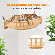 Wall-Mounted Cat Perch Made of Solid Wood for Climbing and Lounging