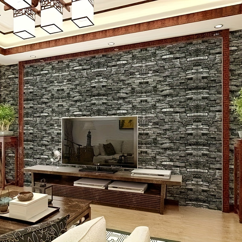 15pcs 3D Retro Brick Pattern Wall Tile Stickers Waterproof Easy to Apply for Kitchen Bathroom Living Room