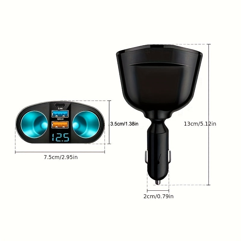 Dual USB Type-C Car Charger Fast Charge with Digital Display