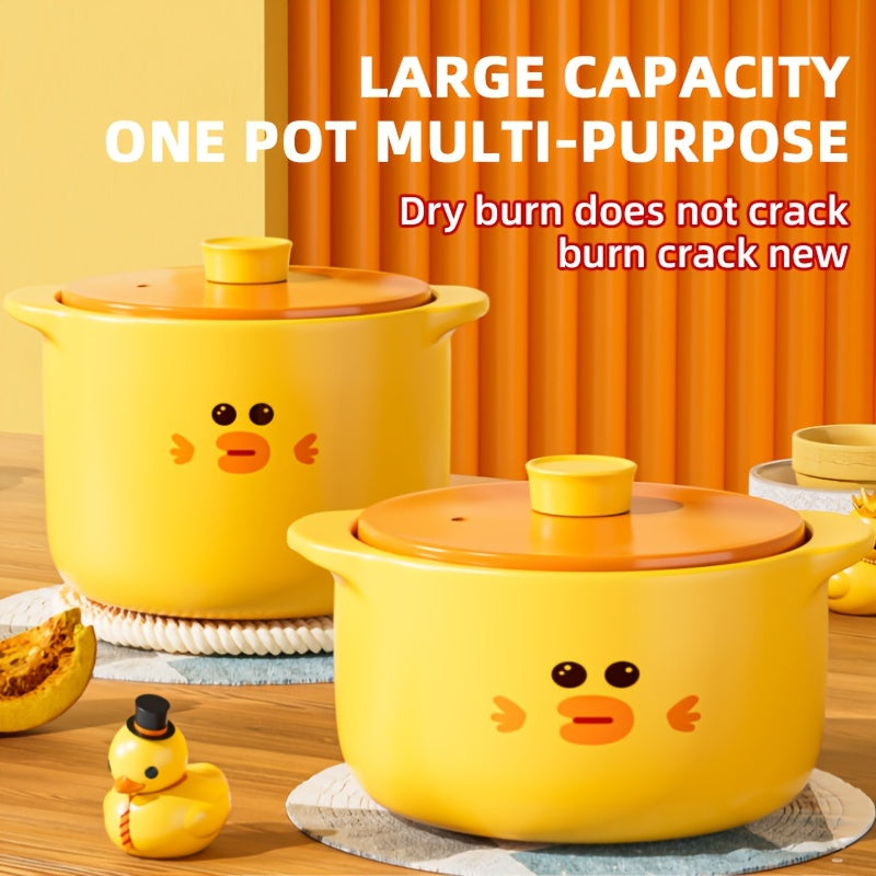 Yellow Ceramic Stockpot 6L for Soups Rice and Slow Cooking Non-Stick Clay Pot