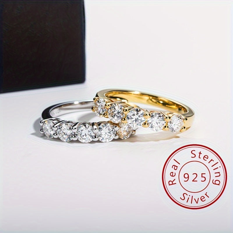 Sterling Silver Moissanite Engagement Ring 0.3CT Five Stone Wedding Jewelry