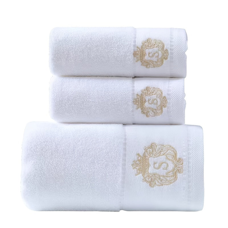 3-Piece Cotton Bath Towel Set White Large 71x140cm for Home Hotel Use