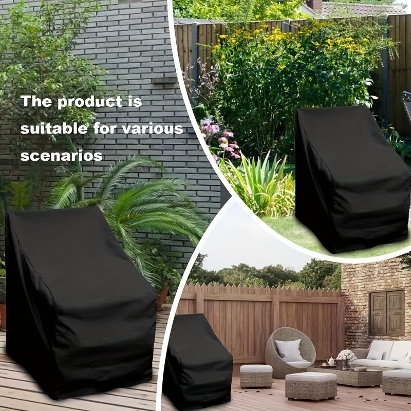 Funda para silla de patio resistente al agua, negra, 210D Oxford, resistente al viento y a los rayos UV