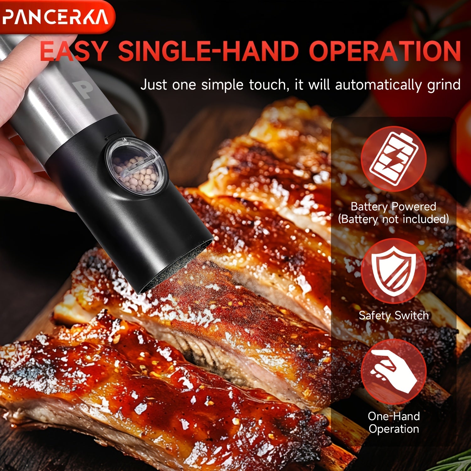 Электрический набор мельниц для соли и перца с LED-подсветкой для кухни и барбекю