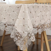 Plaid Lace Macrame Tablecloth Waterproof Stain-Resistant Washable for Picnic Wedding Party