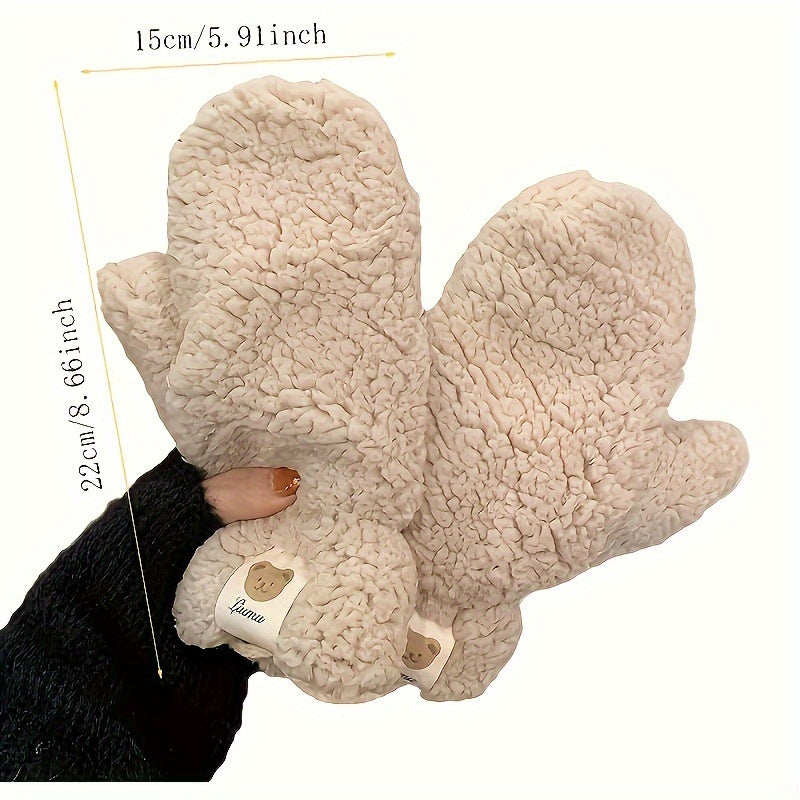 Cashmere Mittens for Women Winter Warm Cozy Soft Animal Pattern