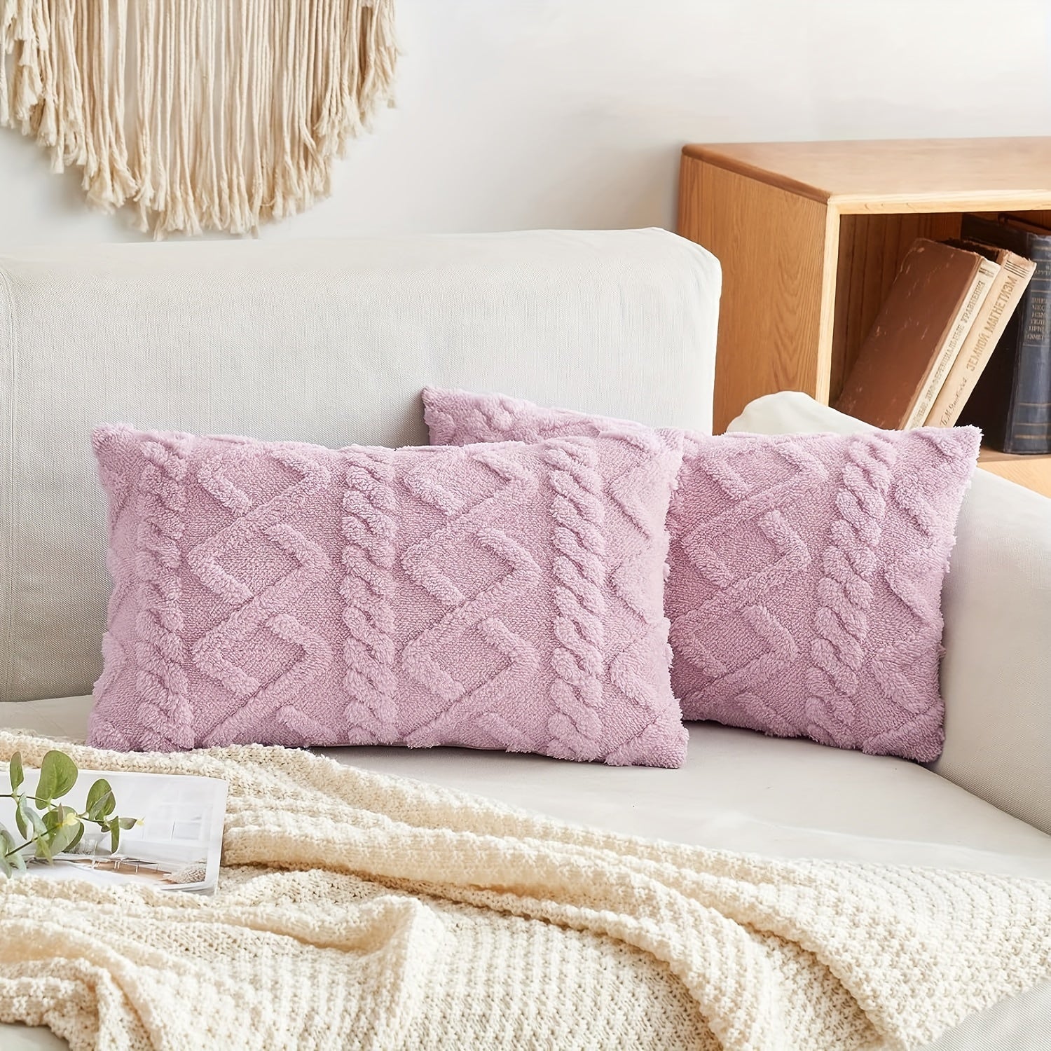 Blue and White Herringbone Throw Pillow Cover with Zipper Closure, Machine Washable Polyester