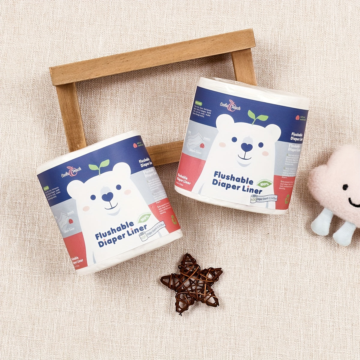 Set of 2 Bamboo Baby Diaper Liners Flushable Compostable Biodegradable