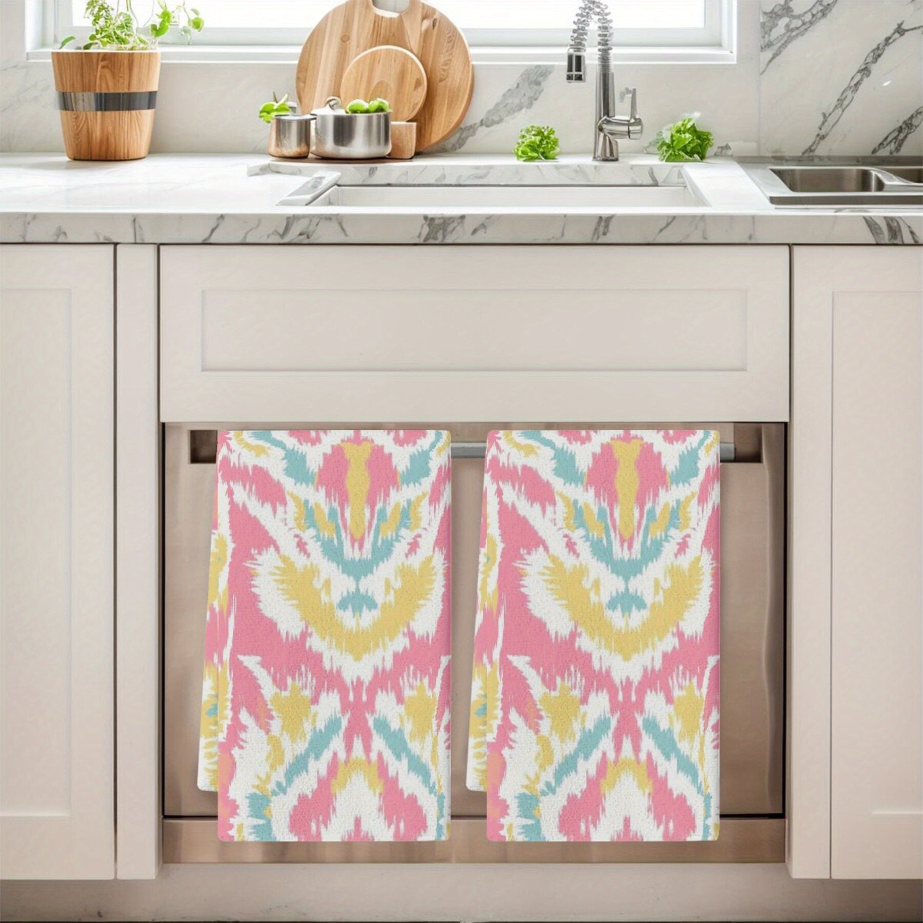 Two Pieces Scouring Pad Dish Cloths for Cleaning and Scrubbing