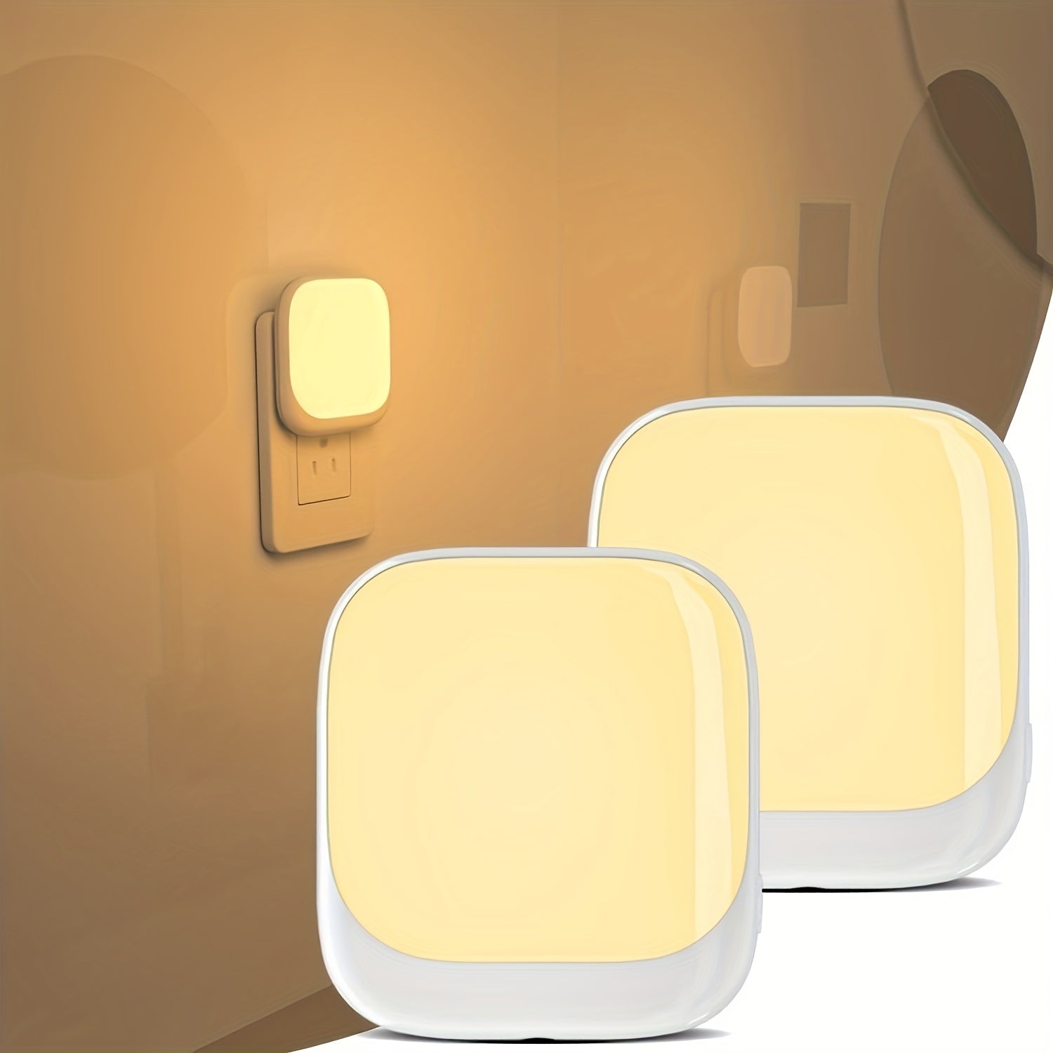 Plug-In Night Light with Dusk to Dawn Sensor and Three-Level Brightness for Bedroom Hallway Kitchen Bathroom