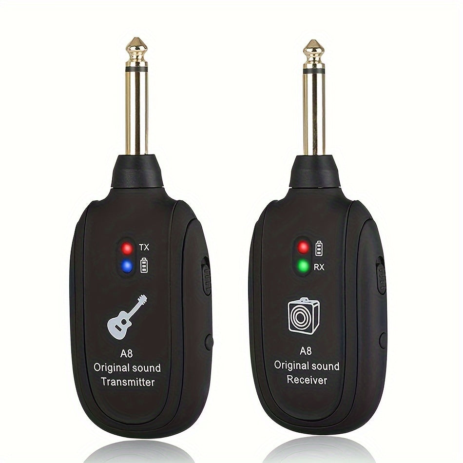 Sistema inalámbrico para guitarra con receptor, transmisor, pastilla, negro, carga USB de 5V