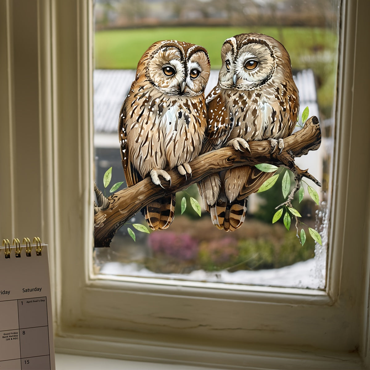 Lifelike Owl Window Decal 30cm Reusable Glass Tile Sticker for Home Decor