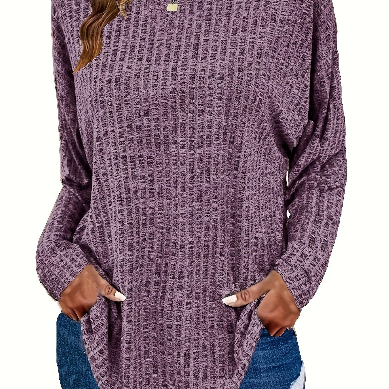 Plus Size Women's Cozy Long Sleeve Pullover Sweater Fall Winter Layering