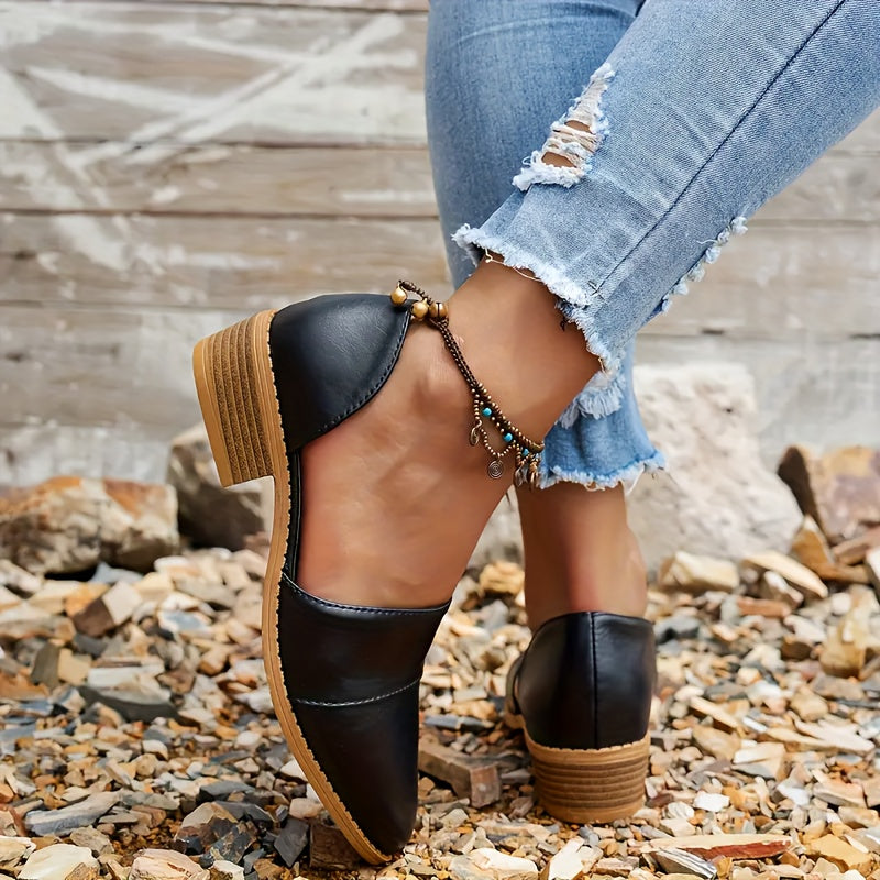 Women's Solid Color Ankle Boots Platform Chunky Heel Faux Leather