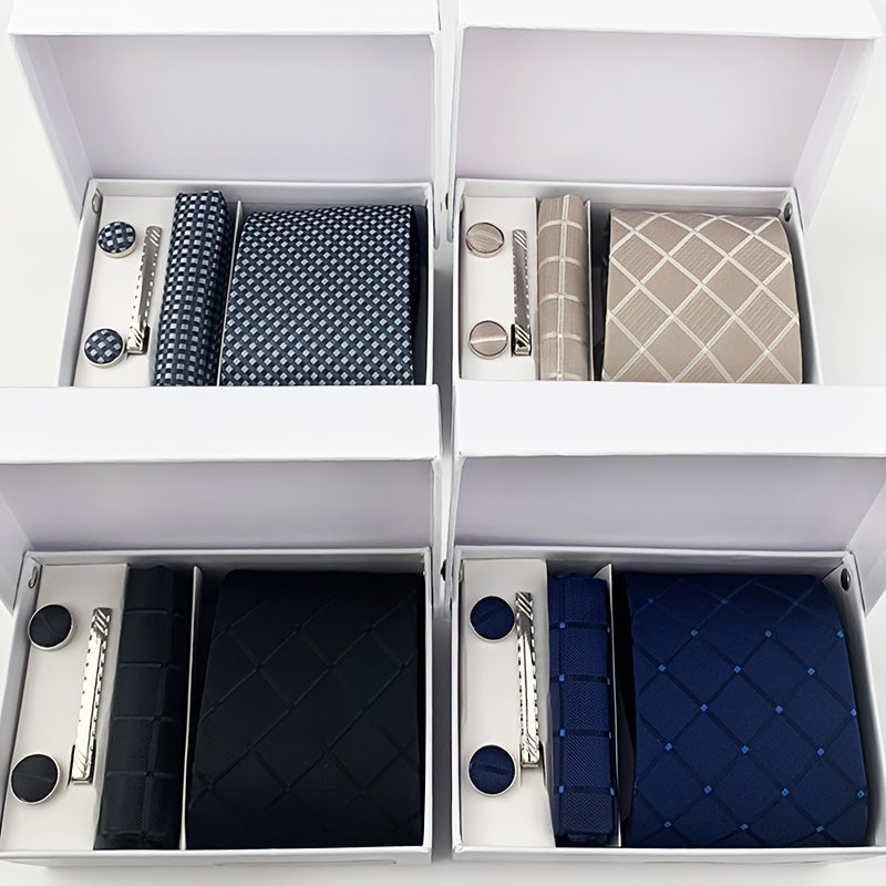 Men's Formal Plaid Tie Set with Gift Box
