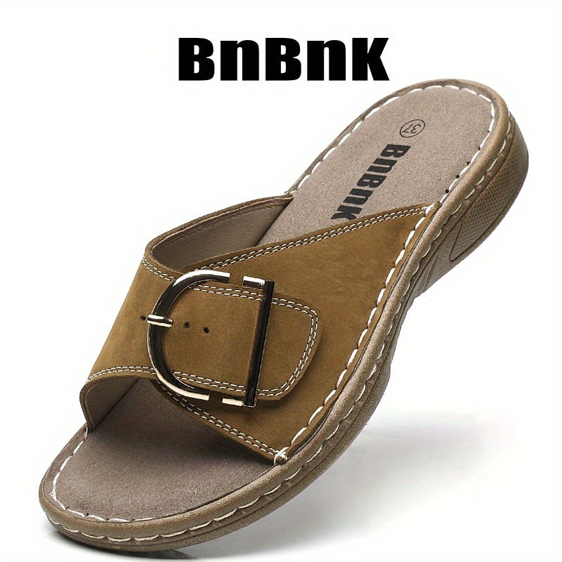 Women's Lightweight Slip-On Hiking Sandals Beige Cushioned Insole