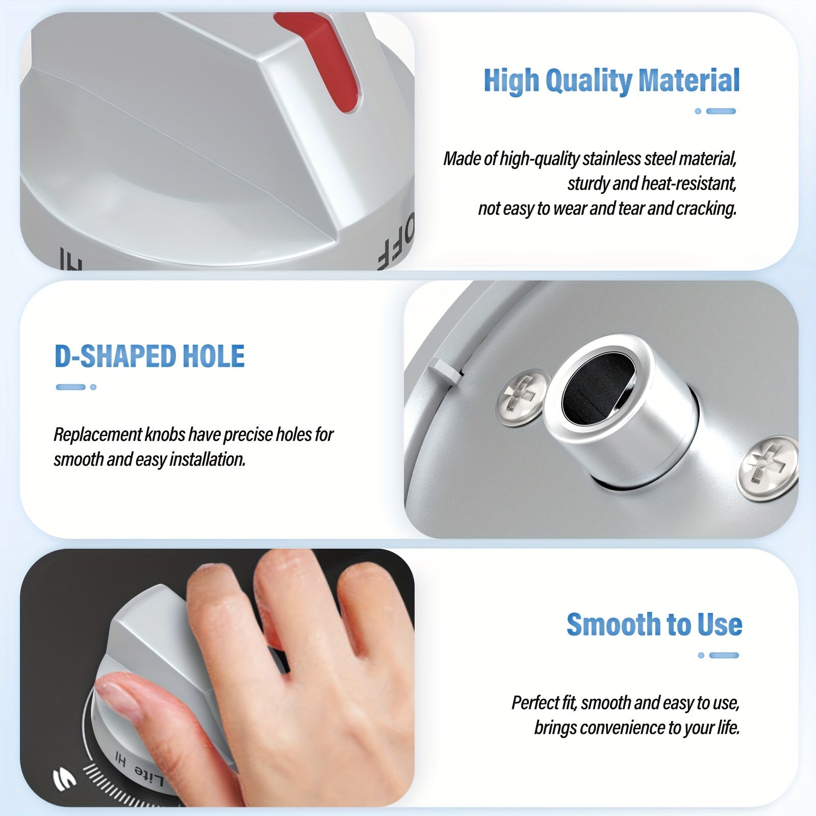 Stainless Steel Gas Stove Knob Replacement Set for Samsung NX60 Series