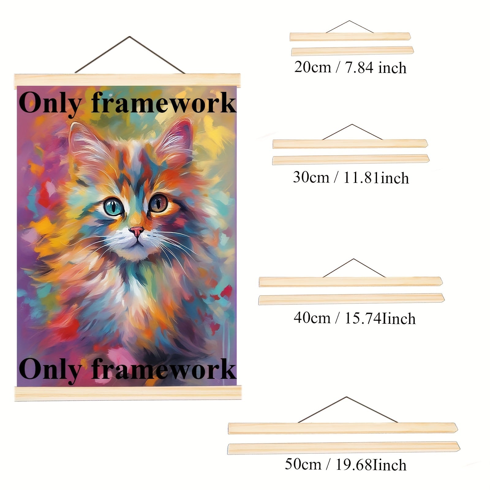 Pine Wood Poster Frame for Photos Maps Artwork Wall Hanging in Multiple Colors