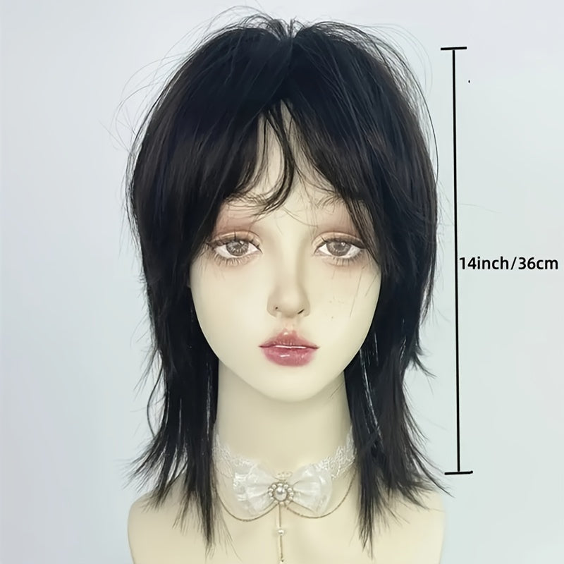 Долговечный и стильный парик для мужчин в стиле аниме, вдохновленный боевыми искусствами - Фанковый черный волокнистый волос, прямые волосы для косплея.