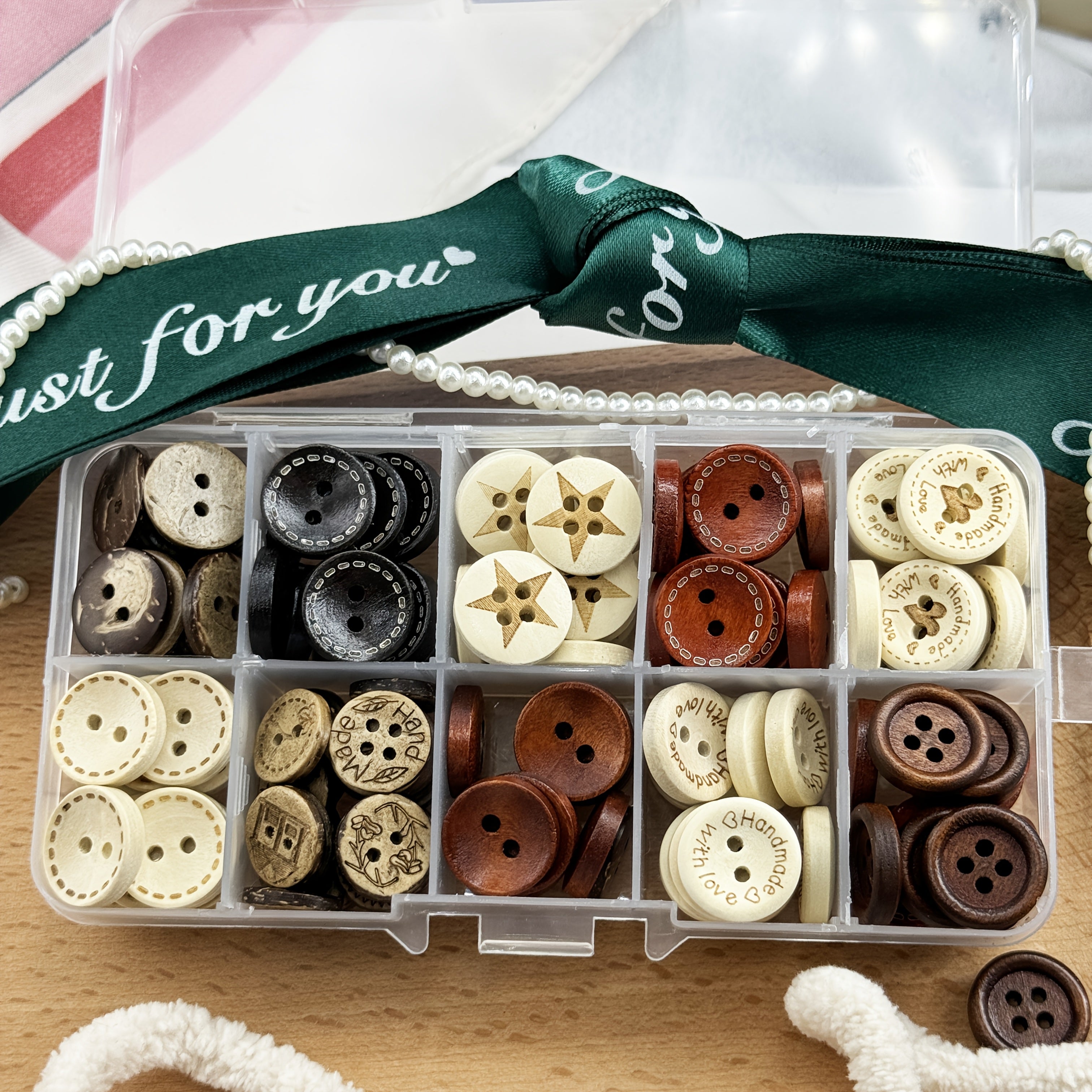 Set of 136 Decorative Buttons for DIY Crafts and Sewing Projects