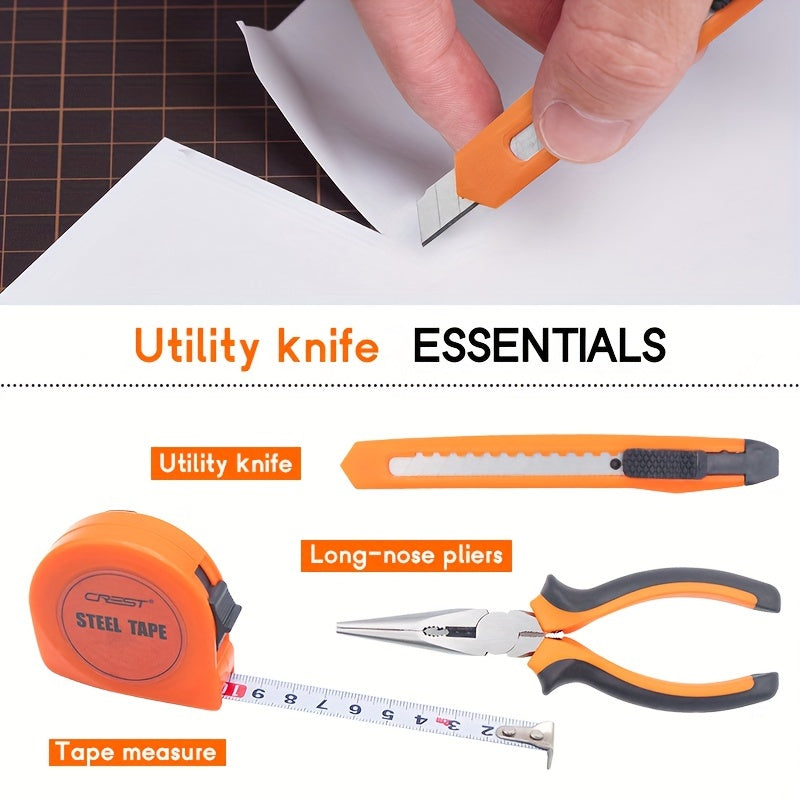 23-Piece Home Repair Tool Kit in Plastic Case Manual Hardware Tools Household Maintenance