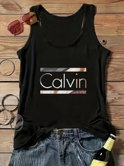 Топ без рукавов для женщин больших размеров с открытыми плечами и геометрическим принтом, летний топ