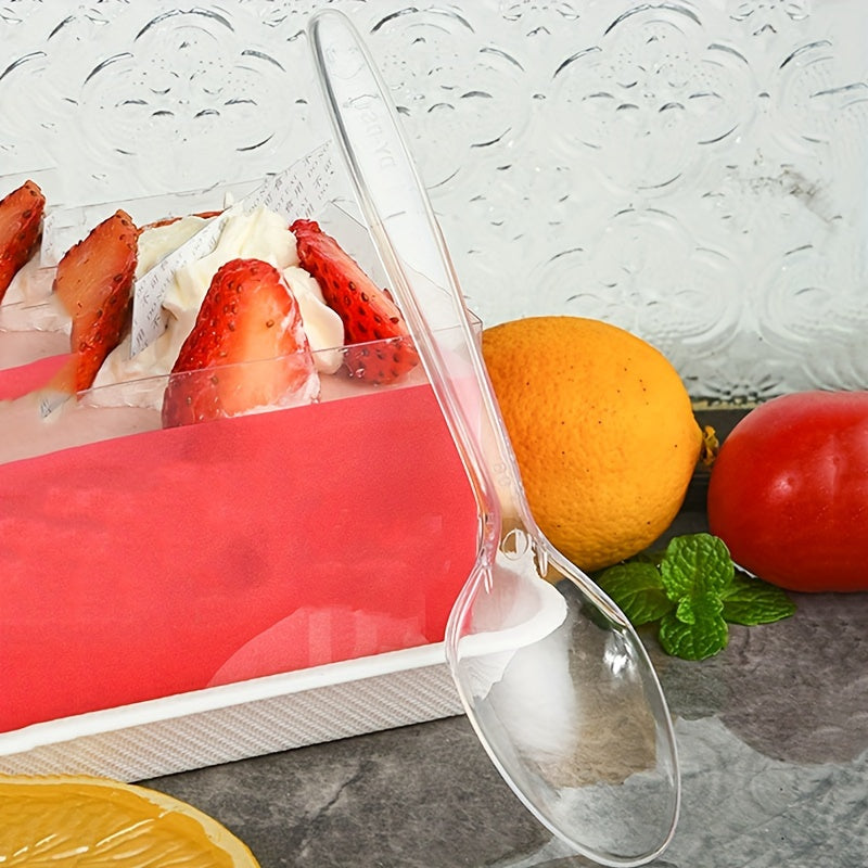 50 Pieces of Clear Plastic Spoons for Desserts, Soups, Pastries Reusable