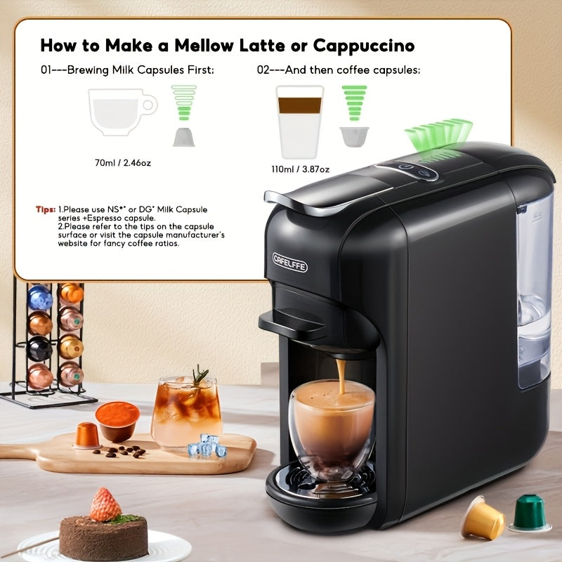 5-In-1 Capsule Coffee Maker Fully Automatic with Ground Coffee for Home Office