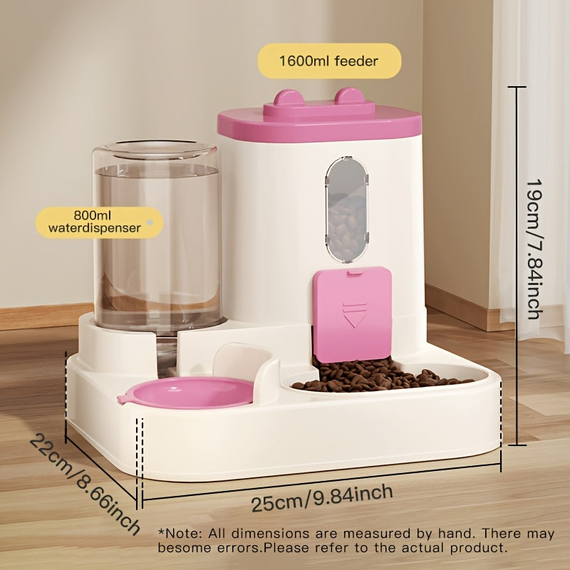 Automatic Cat Feeder and Water Dispenser Non-Electric Plastic Food and Water Station