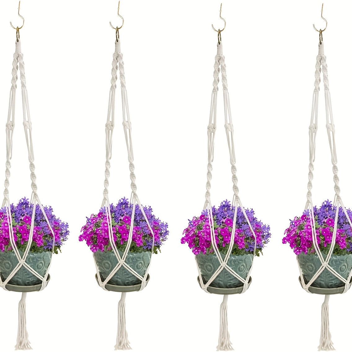 4-chiqishli ichki va tashqi osma gulqopqog'i paxtali halqa tokchasi Boho to'qilgan savat o'simlik tashkilotchisi