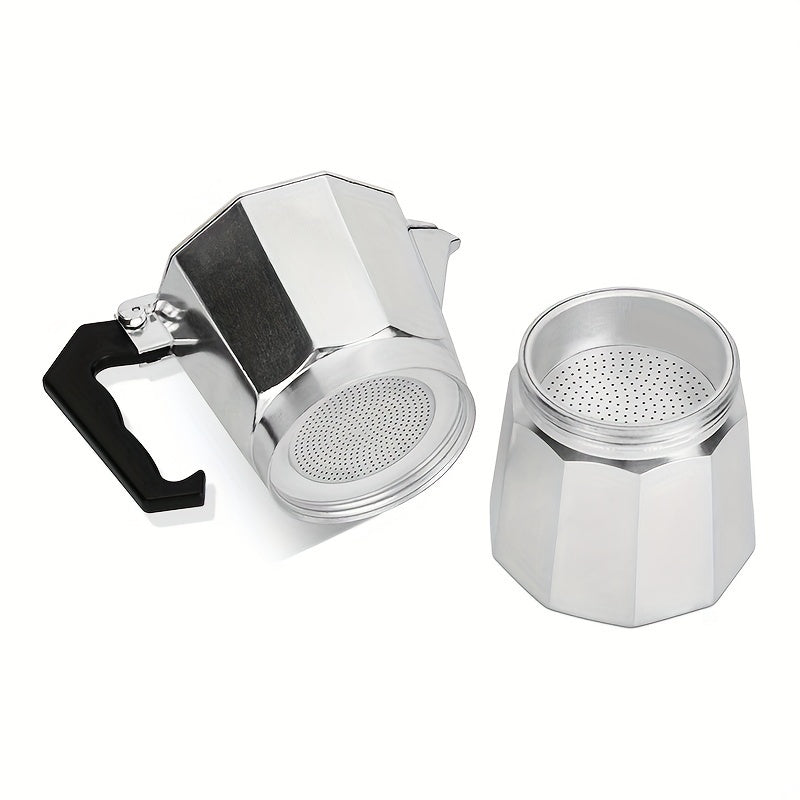 Cafetera de aluminio para estufa de 6 tazas con filtro reutilizable para uso en casa y al aire libre