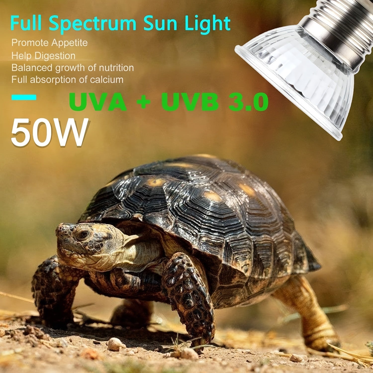 Set of Four 220V 50W UVB Sunlight Heating Lamps for Turtle Tanks