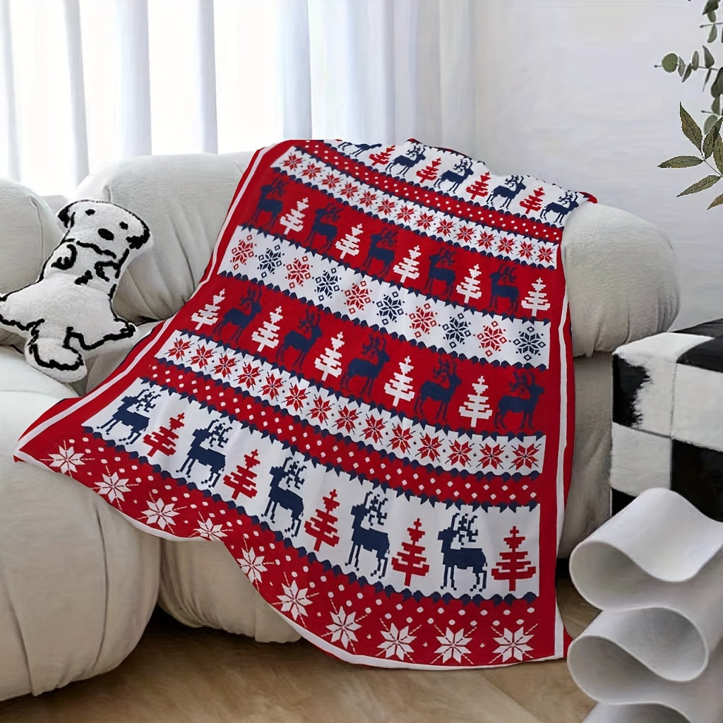 Digital Printed Flannel Fleece Throw Blanket Reindeer Wildlife Reversible for Sofa Bed