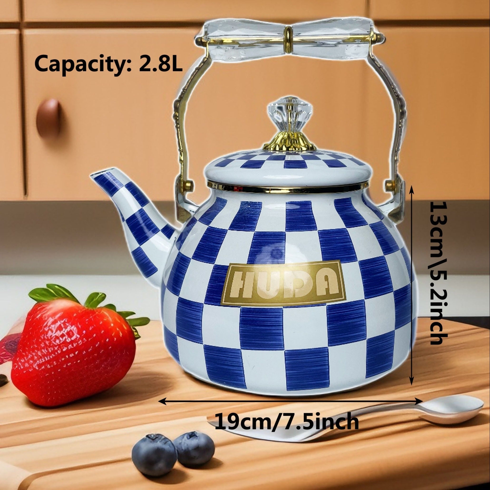 Enamel Soup and Stew Stockpot Set 2.8L Thick Grid Design Cookware
