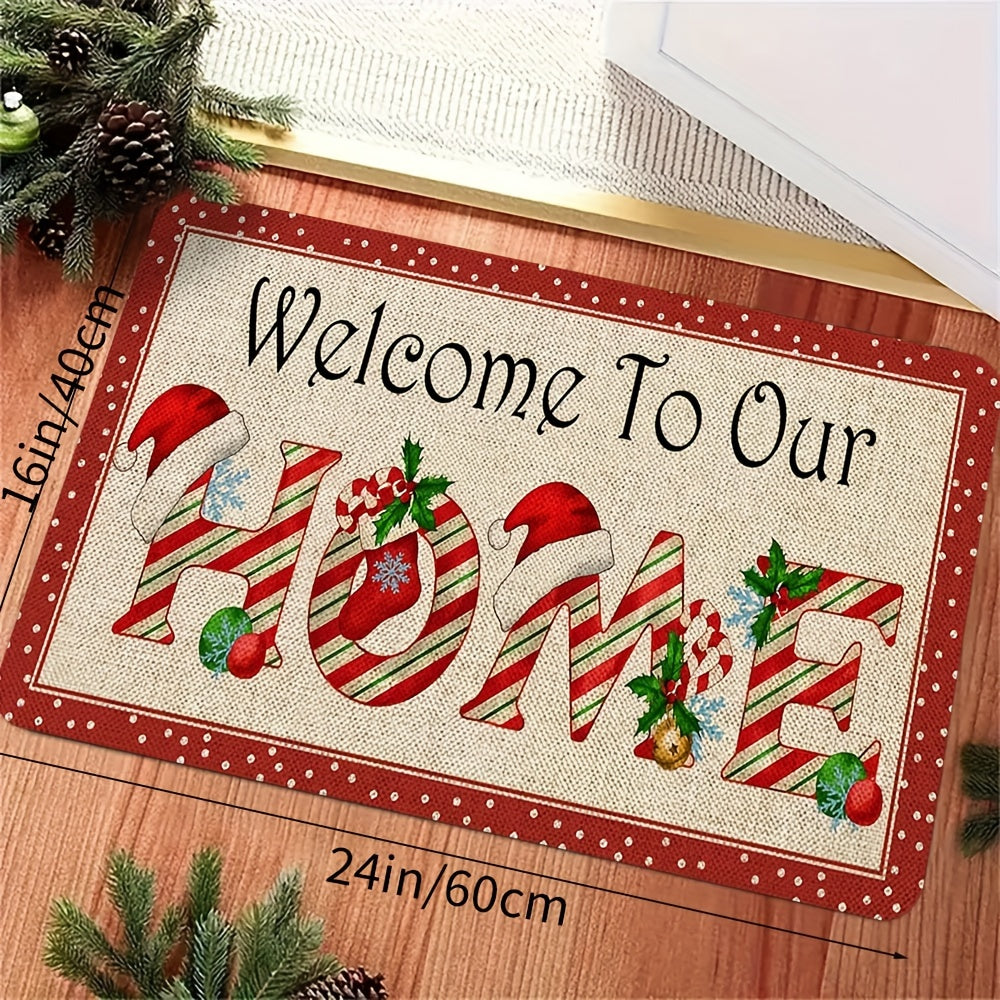 Multicolored New Year Doormat Non-Slip Dirt-Resistant Home Decor