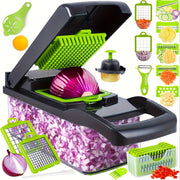 16-In-1 Vegetable Chopper Manual Slicer Dicer with Container and Drain Basket