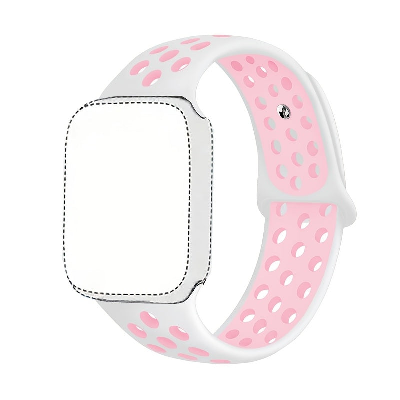 Silicone Watch Band for Apple Watch Ultra SE Series 1-10 Breathable Sport Strap with Deployant Clasp