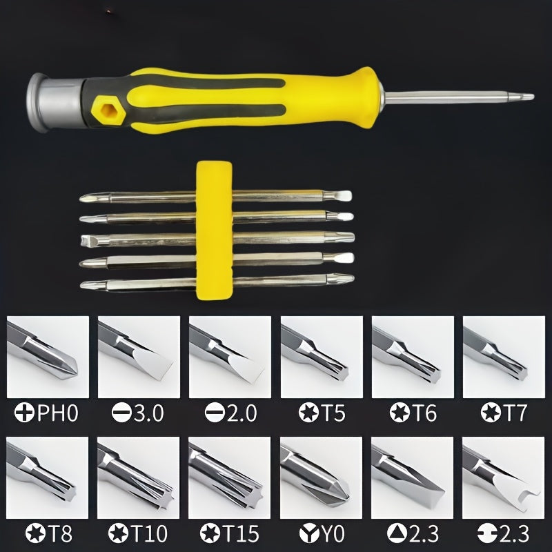 6-Donali Aniqlik Smartfon va planshet uchun vint tornavida to'plami, karbon po'latdan yasalgan tekis boshli uchlar