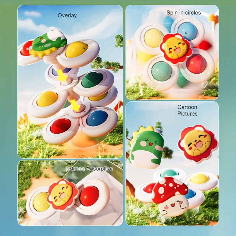 3 ta bolalar uchun aylanadigan o'yinchoqlar to'plami, boshlang'ich ta'lim uchun, plastmassa, ko'p rangli