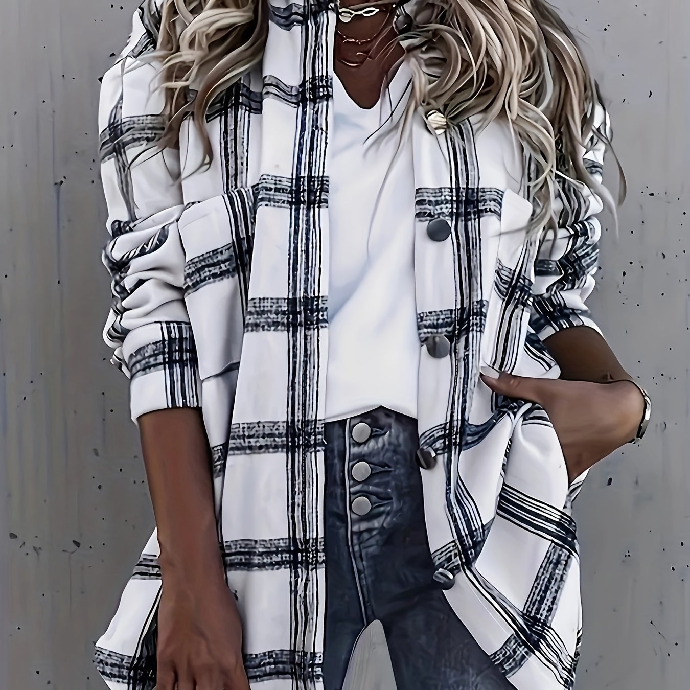 Women's Plaid Casual Button Long Sleeve Shirt Spring Summer Washable