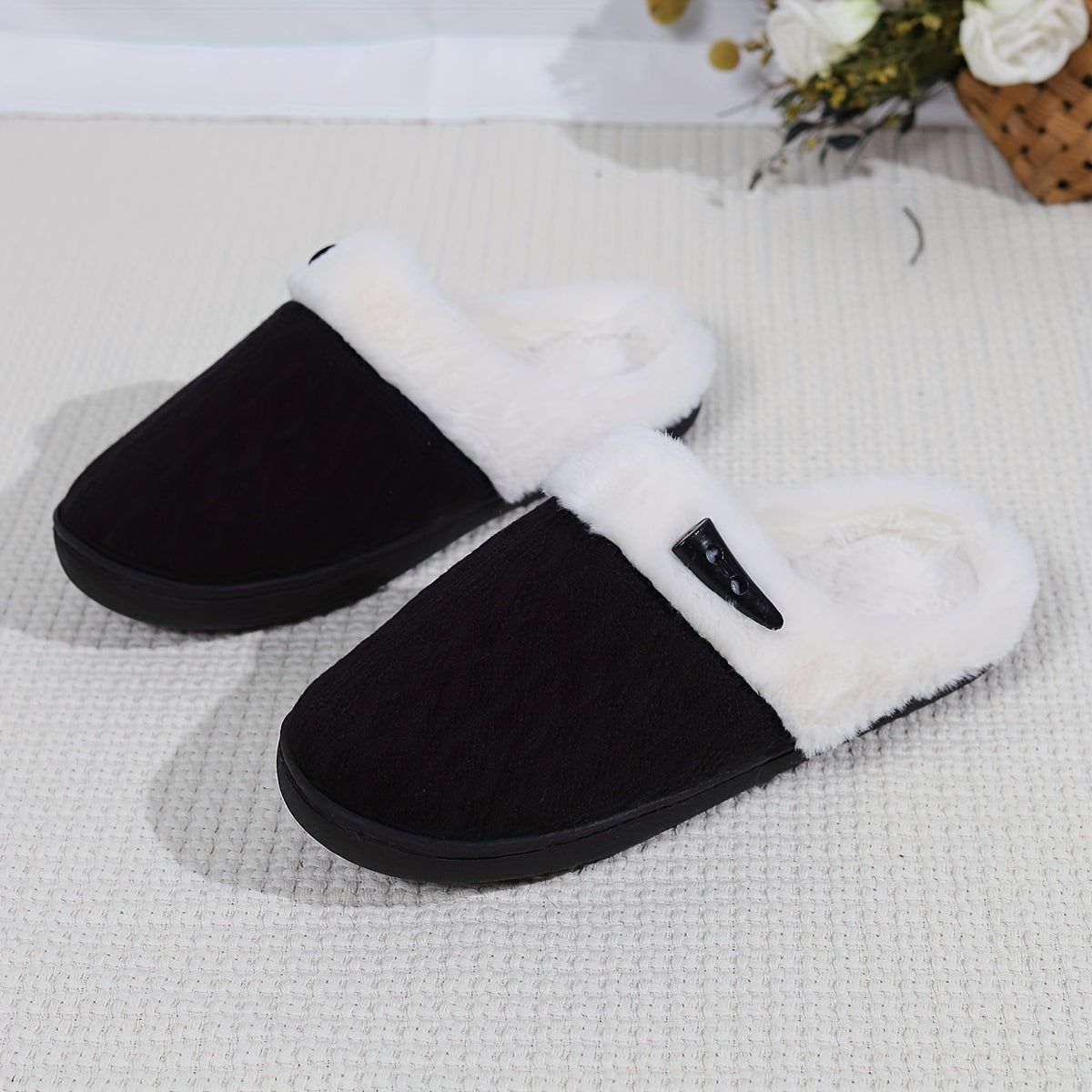 Women's Warm Plush Indoor Slippers, Non-slip Cozy Soft Sole Slides