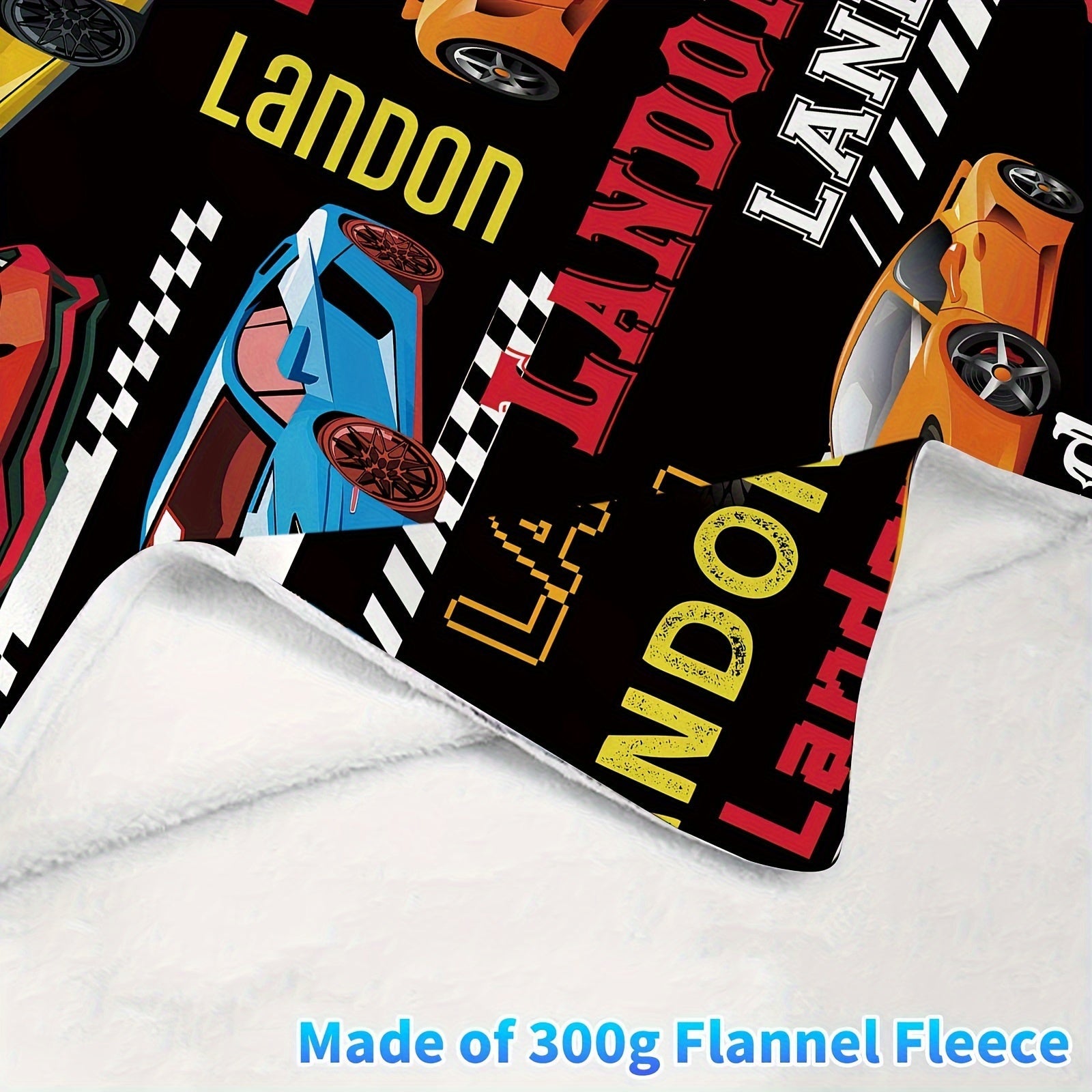 Custom Name Flannel Throw Blanket Soft Cozy All-Season 149x150 cm for Couch Bed Travel