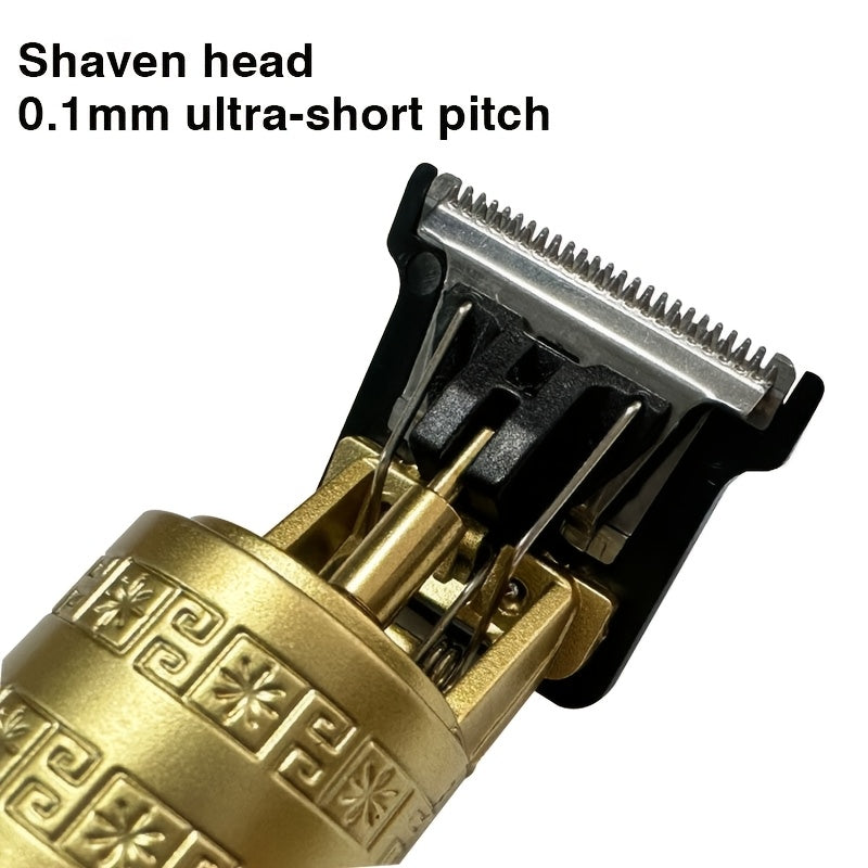 USB zaryadlash bilan qulay va portativ Retro o'yilgan elektr soch kesgich, sayohat uchun mos.