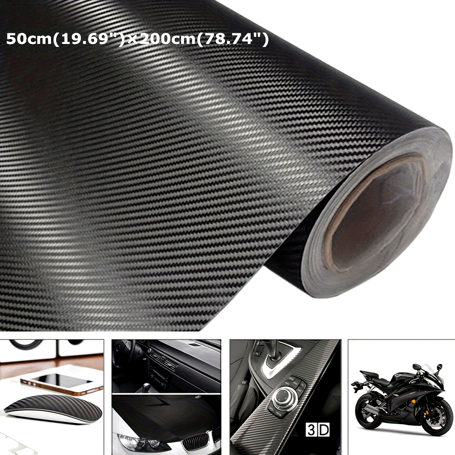Avtomobil Motosikl 3D Karbon tolasi vinil qoplama o'z-o'zini yopishtiradigan stiker suv o'tkazmaydigan 50x200cm