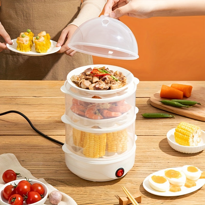 Mini vaporizador de huevos multifuncional, doble, para desayuno de huevos, calentador de alimentos, 220-240V, enchufe US