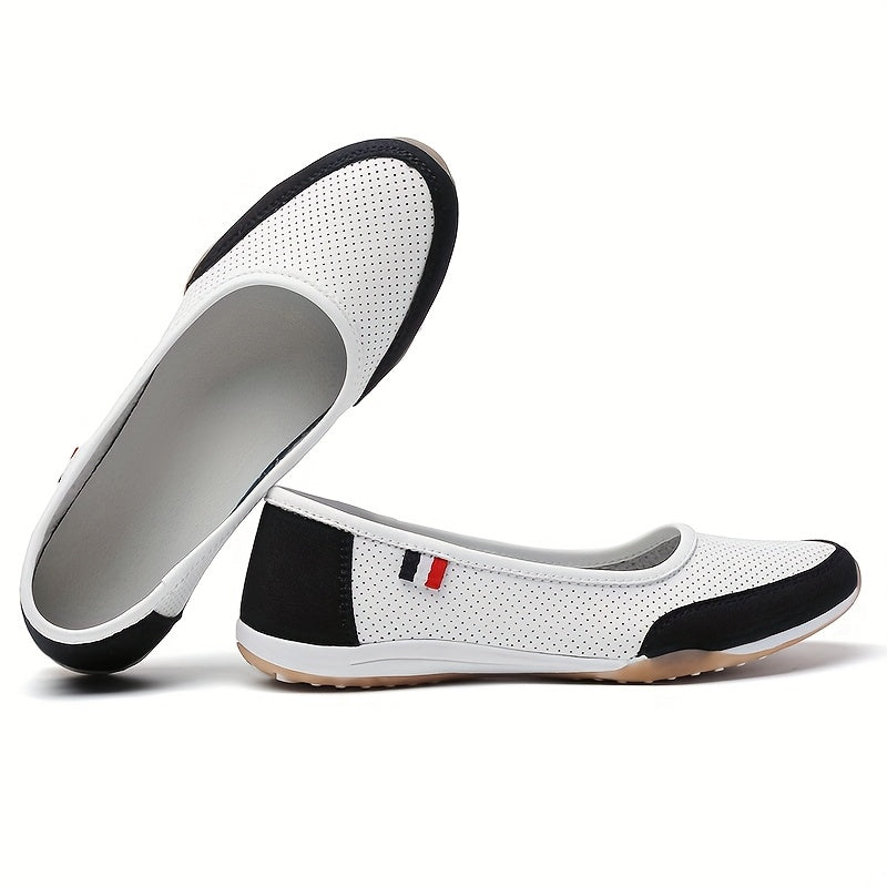 Women's Lightweight Breathable Slip-On Sneakers Black Gray Non-Slip Rubber Sole