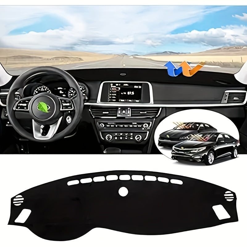 Car Dashboard Mat Polyester Black Green Anti-Slip UV Protection for Left-Hand Drive