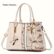 Floral Print PU Handbag with Spacious Crossbody and Zipper Closure