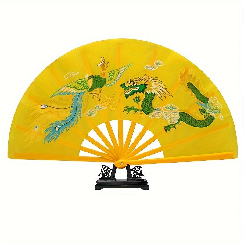 Traditional Chinese Tai Chi Martial Arts Fan with Dragon Design for Performance and Dance Unisex Accessory